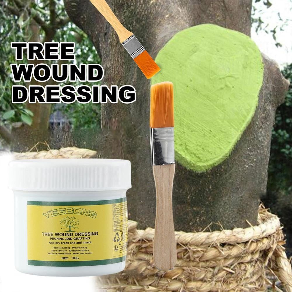 100g Professional Tree Wound Sealer & Pruning Sealant with Brush Grafting Wax for Damaged Trees, Bonsai, Shrubs Prevents Disease & Promotes Healing (Natural Formula, Indoor/Outdoor Use)