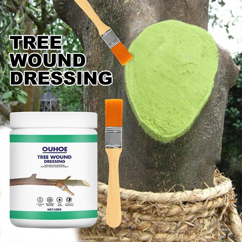 100g Professional Tree Wound Sealer & Pruning Sealant with Brush Grafting Wax for Damaged Trees, Bonsai, Shrubs Prevents Disease & Promotes Healing (Natural Formula, Indoor/Outdoor Use)