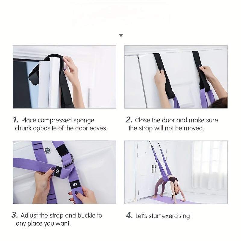 Hanging Fitness Resistance Band: 4-Step Installation, Full-Body Stretching & Strength Training at Home(PURPLE)