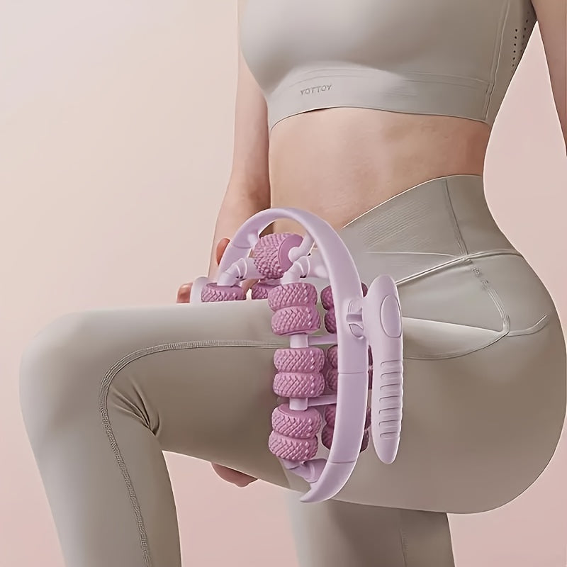 Pink 3D Water-Drop & 26-Wheel Yoga Massage Roller: Deep Muscle Relaxation and Body Shaping in One Portable Tool