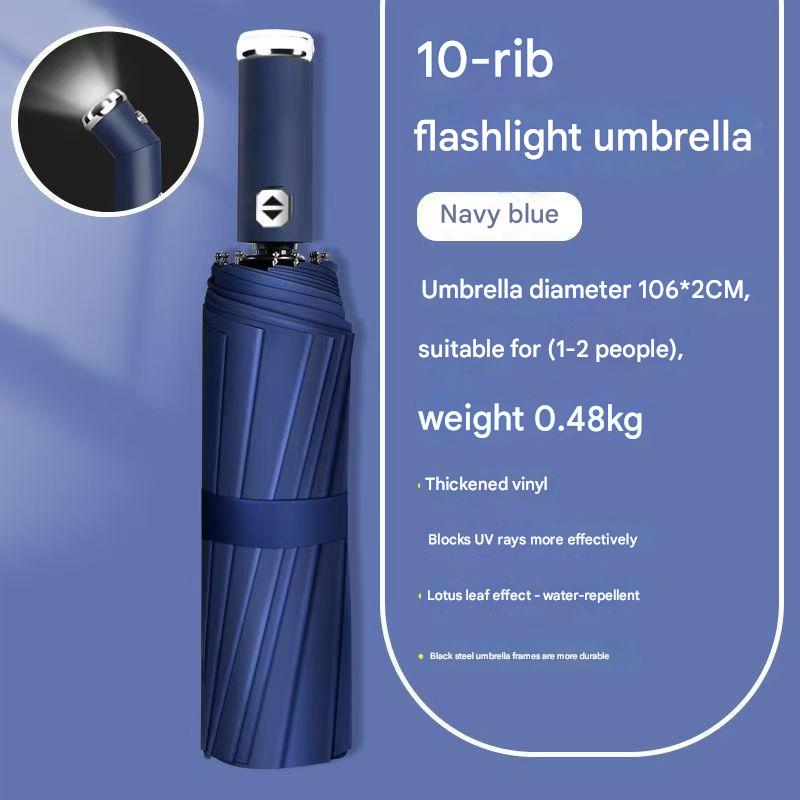 "More Than Sheltering Rain, It Illuminates Your Path — The 10-Rib Flashlight Umbrella, a Portable Sense of Security for the City's Night Returners."