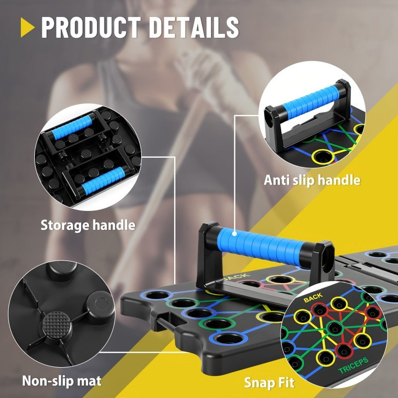Multifunctional Folding Push-up Board, Home Fitness Push-up Stands, Versatile Home Exercise Equipment. It helps exercise and strengthen shoulders, chest, back, and triceps, improving overall fitness.