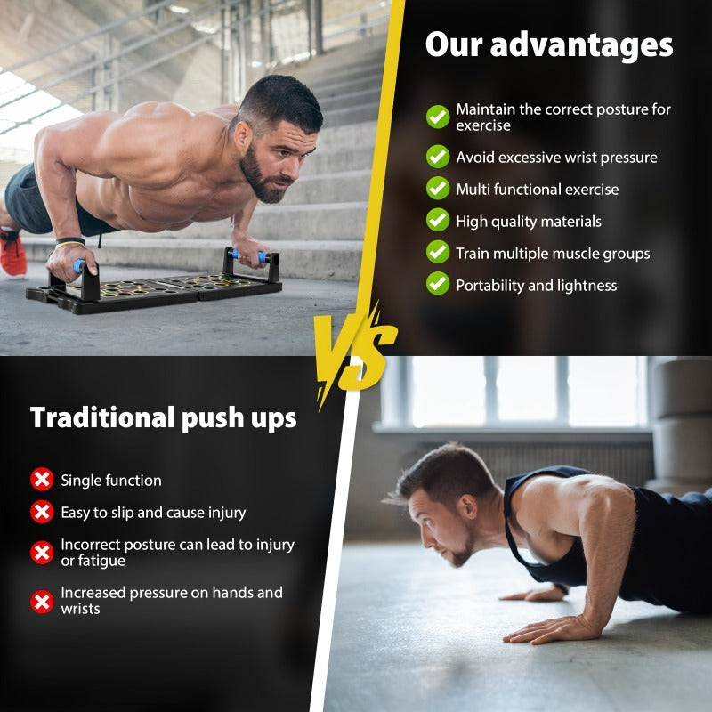 Multifunctional Folding Push-up Board, Home Fitness Push-up Stands, Versatile Home Exercise Equipment. It helps exercise and strengthen shoulders, chest, back, and triceps, improving overall fitness.