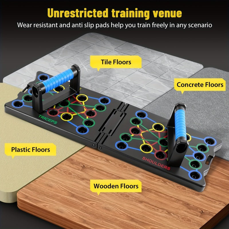Multifunctional Folding Push-up Board, Home Fitness Push-up Stands, Versatile Home Exercise Equipment. It helps exercise and strengthen shoulders, chest, back, and triceps, improving overall fitness.