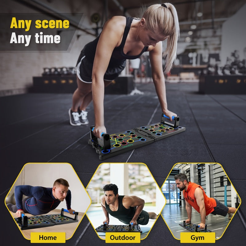 Multifunctional Folding Push-up Board, Home Fitness Push-up Stands, Versatile Home Exercise Equipment. It helps exercise and strengthen shoulders, chest, back, and triceps, improving overall fitness.