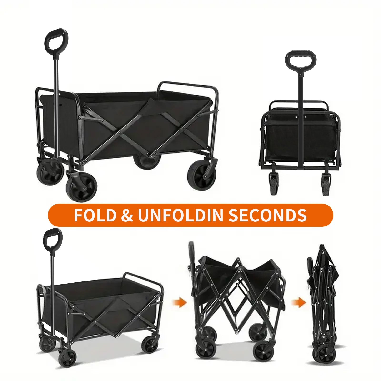 Foldable Shopping Cart, made of 600D waterproof Oxford fabric, equipped with all-terrain silent wheels. Suitable for beach/groceries/garden/shopping trips. A portable shopping cart with strong load-bearing capacity.