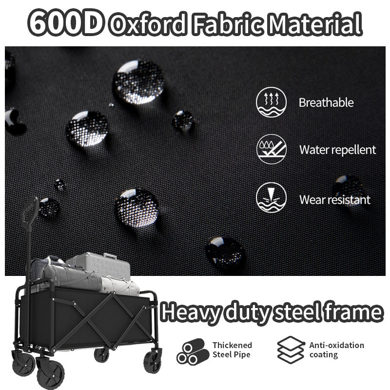 Foldable Shopping Cart, made of 600D waterproof Oxford fabric, equipped with all-terrain silent wheels. Suitable for beach/groceries/garden/shopping trips. A portable shopping cart with strong load-bearing capacity.