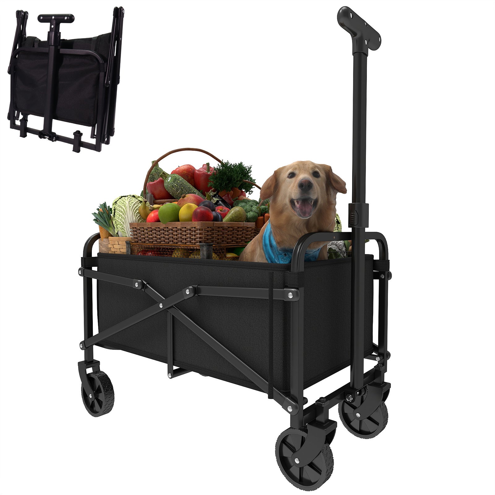 Foldable Shopping Cart, made of 600D waterproof Oxford fabric, equipped with all-terrain silent wheels. Suitable for beach/groceries/garden/shopping trips. A portable shopping cart with strong load-bearing capacity.