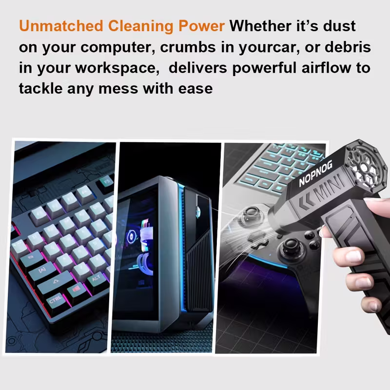 Car wireless snow blower: 130,000 RPM high-speed turbine, 4 adjustable wind speeds, Type-C charging dust removal pneumatic tool, suitable for cleaning both inside and outside the vehicle, snow removal, and crevice dust removal