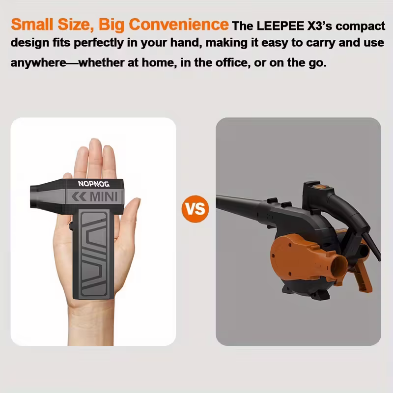 Car wireless snow blower: 130,000 RPM high-speed turbine, 4 adjustable wind speeds, Type-C charging dust removal pneumatic tool, suitable for cleaning both inside and outside the vehicle, snow removal, and crevice dust removal