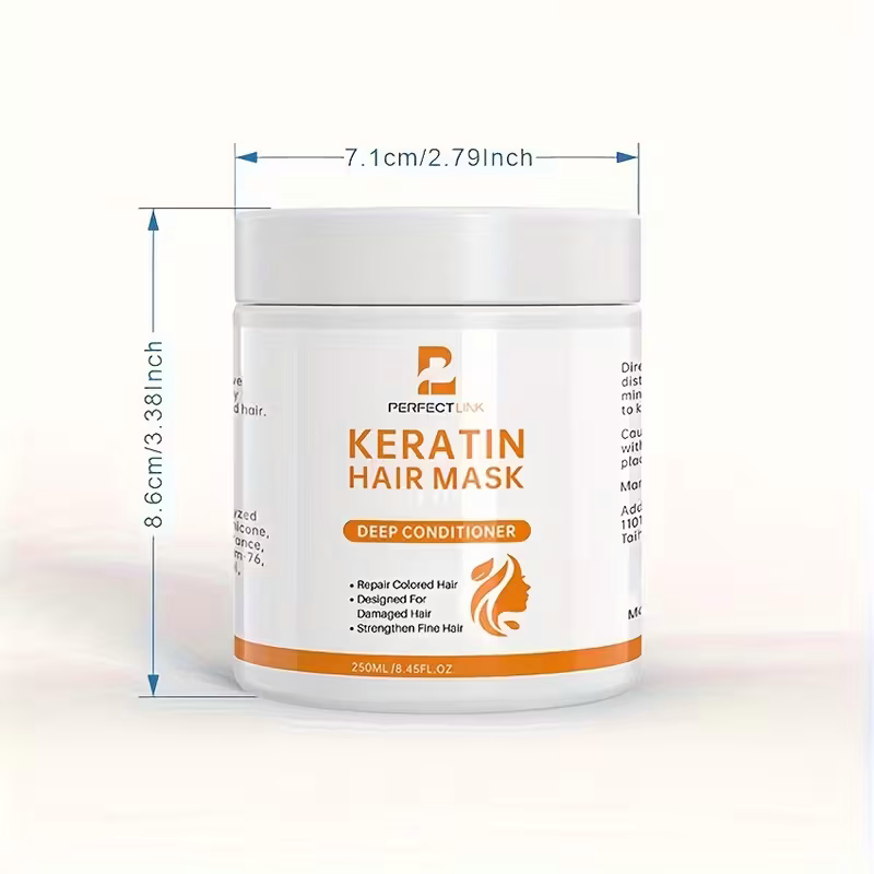 250ml Keratin Hair Care and Repair Mask: Deeply repair damaged hair, Rebuild hair structure, professional care for straight and curly hair
