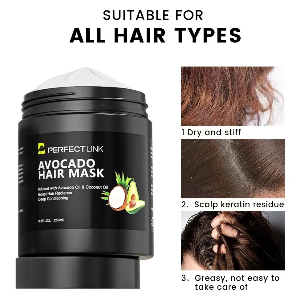 250ml Avocado & Coconut Oil Nourishing Hair Mask: Deeply moisturizing and nourishing, radiating natural radiance, smooth and non-frizzy