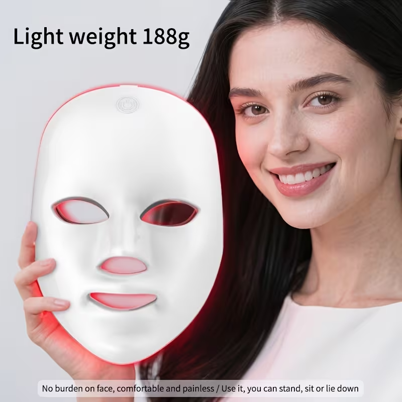 7-Color Facial Mask Device with USB- Light Beige Care, Portable Face Mask Machine for Home Use, 7 Colors Suitable for Women &, Skincare, Valentine's Day