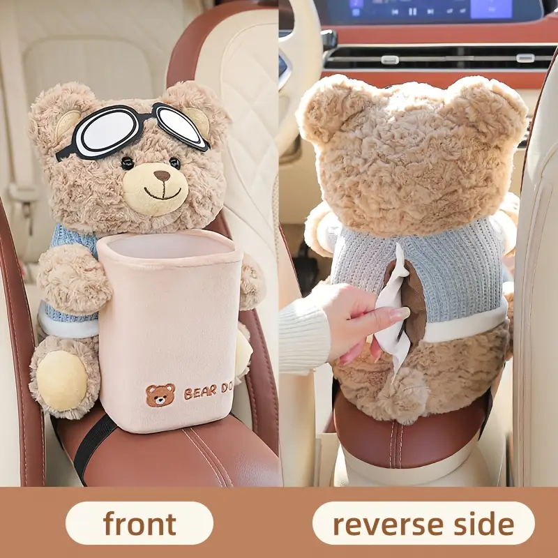 A cute car tissue holder and trash can in one, a creative car storage rack, and a car handrail for storing interior accessories