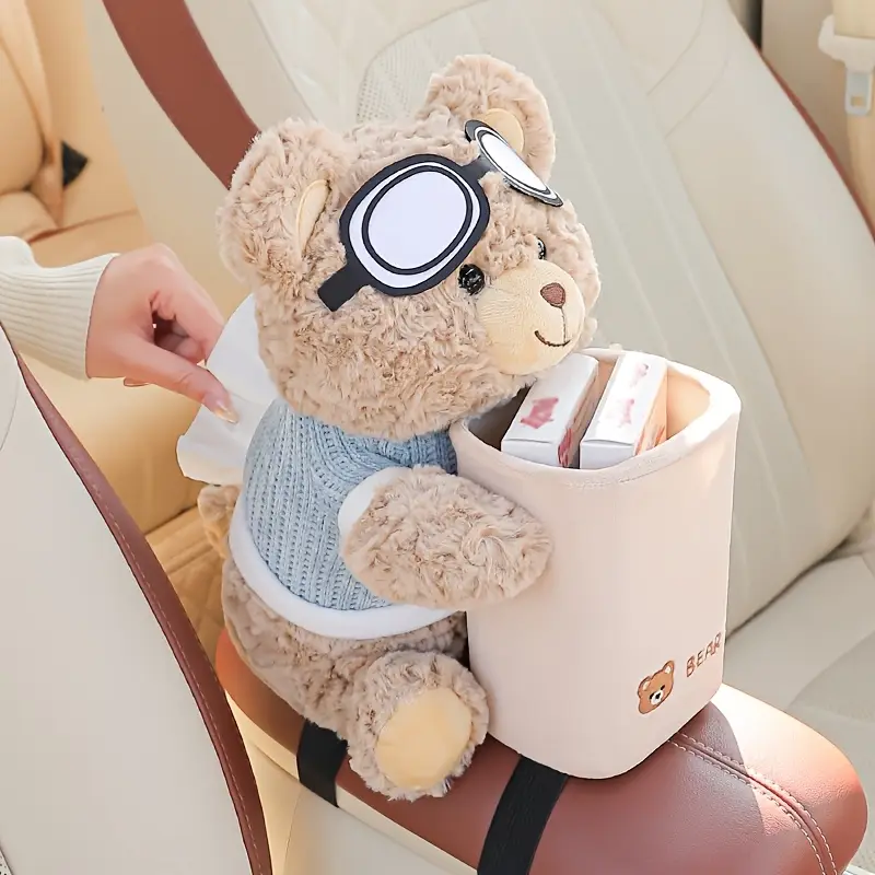 A cute car tissue holder and trash can in one, a creative car storage rack, and a car handrail for storing interior accessories