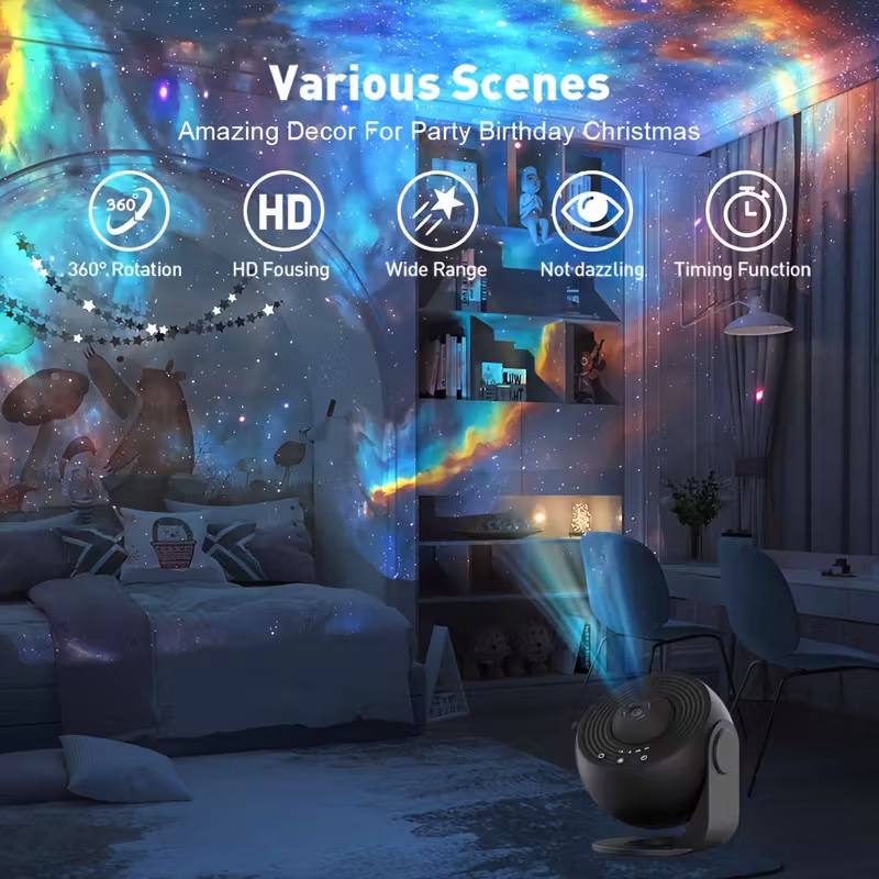 12-in-1 Constellation and Planetary arium Projector - USB power supply, modern space-themed night light with aurora effect, suitable for bedrooms, suitable for teenagers and adults, adjustable display Settings