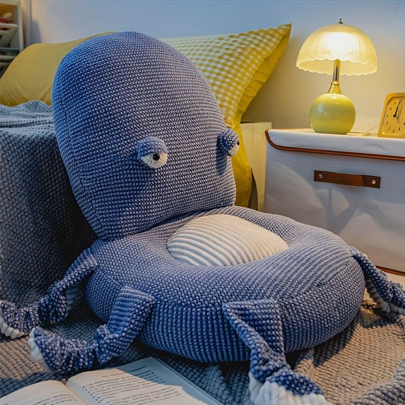 Octopus Cushion Floor Cushion Novelty Seating Plush Floor Cushion Kids Room - Yellow - Size M