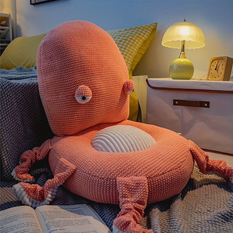 Octopus Cushion Floor Cushion Novelty Seating Plush Floor Cushion Kids Room - Yellow - Size M