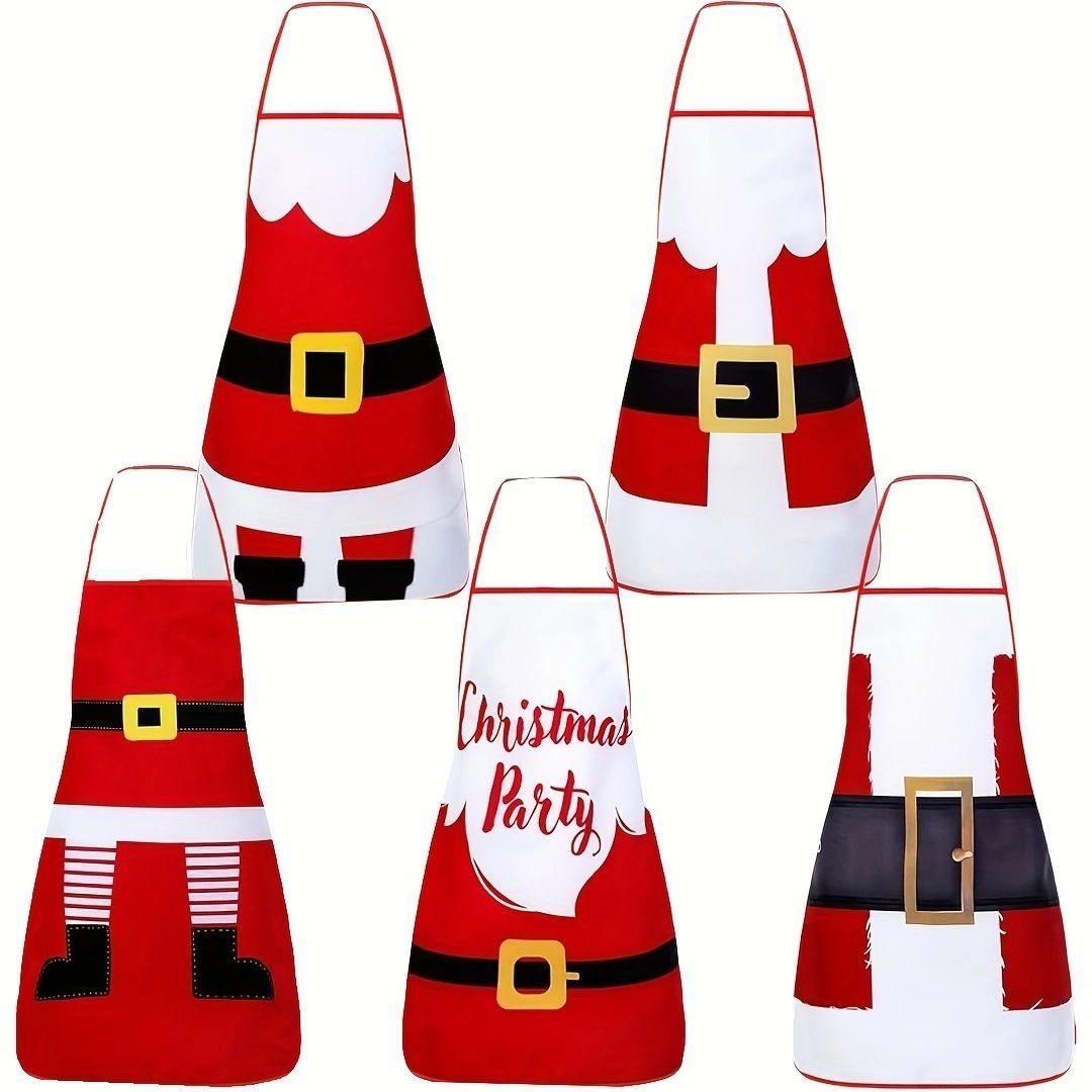 Christmas apron, waterproof apron, oil-resistant apron, festive kitchen decor, holiday cooking apron, Christmas gift idea, Santa apron, snowman apron, reindeer apron, family gathering apron - Christmas - Size 10-2PCS