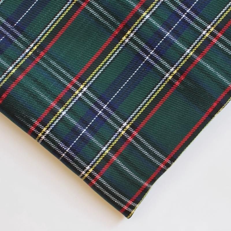 polyester woven fabric, plaid fabric, Christmas red green fabric, twill fabric, jacquard check fabric, fabric for bags, fabric for shoes, fabric for hats, fabric for pet decorations, festive fabric, holiday craft fabric, DIY fabric Australia - Green - Siz