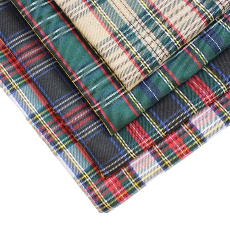 polyester woven fabric, plaid fabric, Christmas red green fabric, twill fabric, jacquard check fabric, fabric for bags, fabric for shoes, fabric for hats, fabric for pet decorations, festive fabric, holiday craft fabric, DIY fabric Australia - Khaki - Siz