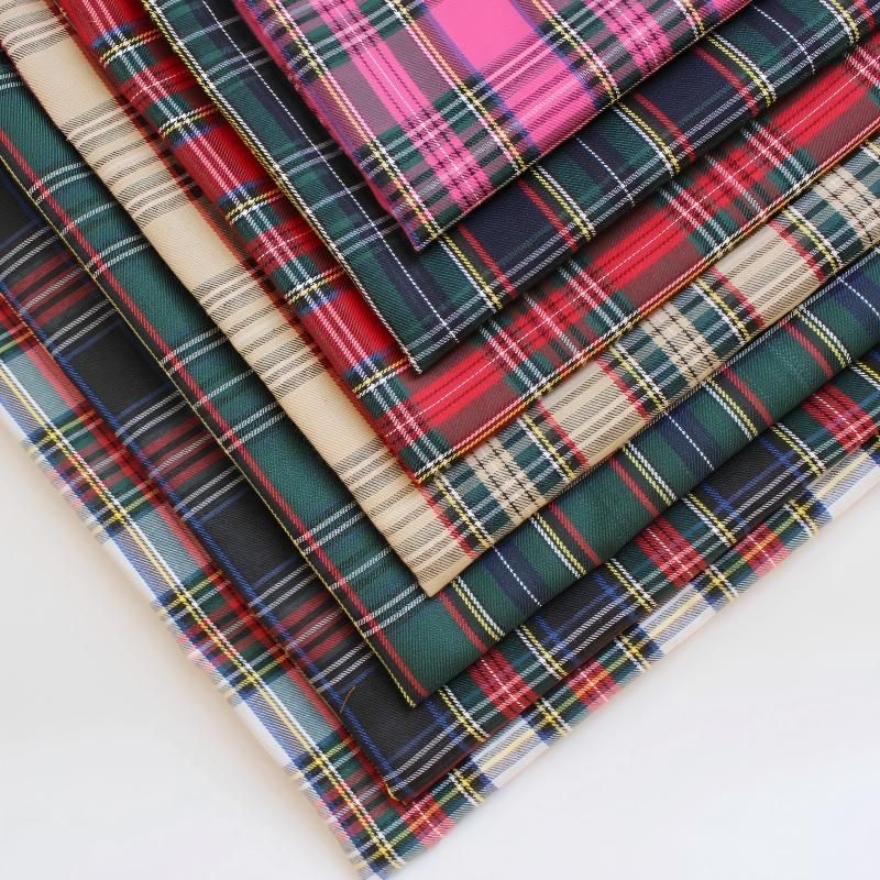 polyester woven fabric, plaid fabric, Christmas red green fabric, twill fabric, jacquard check fabric, fabric for bags, fabric for shoes, fabric for hats, fabric for pet decorations, festive fabric, holiday craft fabric, DIY fabric Australia - Khaki - Siz