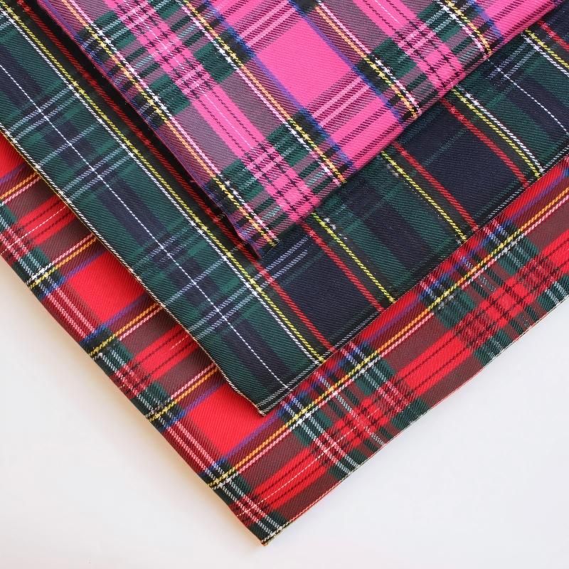 polyester woven fabric, plaid fabric, Christmas red green fabric, twill fabric, jacquard check fabric, fabric for bags, fabric for shoes, fabric for hats, fabric for pet decorations, festive fabric, holiday craft fabric, DIY fabric Australia - Khaki - Siz