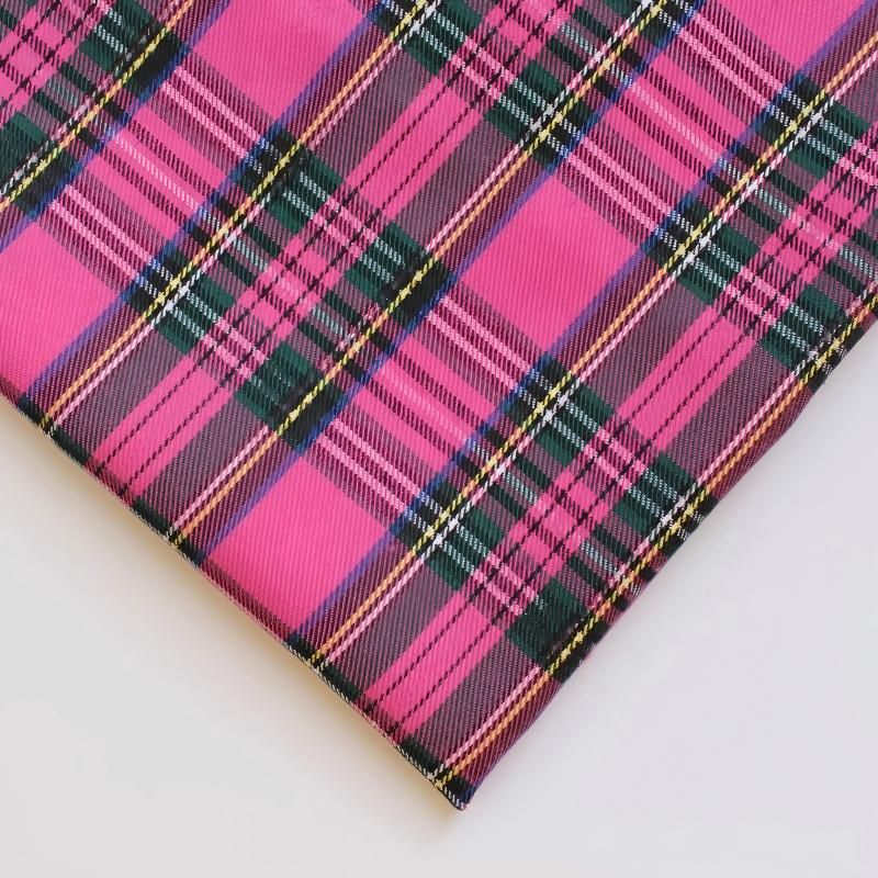 polyester woven fabric, plaid fabric, Christmas red green fabric, twill fabric, jacquard check fabric, fabric for bags, fabric for shoes, fabric for hats, fabric for pet decorations, festive fabric, holiday craft fabric, DIY fabric Australia - Pink - Size