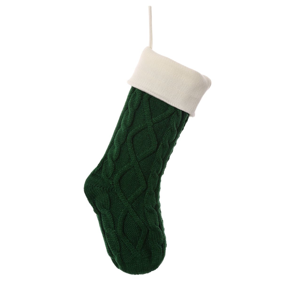 Christmas stocking, knitted stocking, diamond pattern stocking, wool Christmas stocking, festive decorations, holiday stockings, fireplace stocking, Aussie Christmas decor, Christmas gift idea - green and white - Size 2PCS