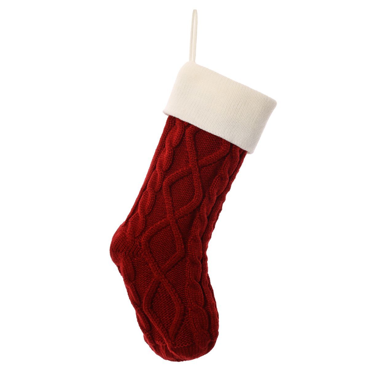 Christmas stocking, knitted stocking, diamond pattern stocking, wool Christmas stocking, festive decorations, holiday stockings, fireplace stocking, Aussie Christmas decor, Christmas gift idea - white and green - Size 2PCS
