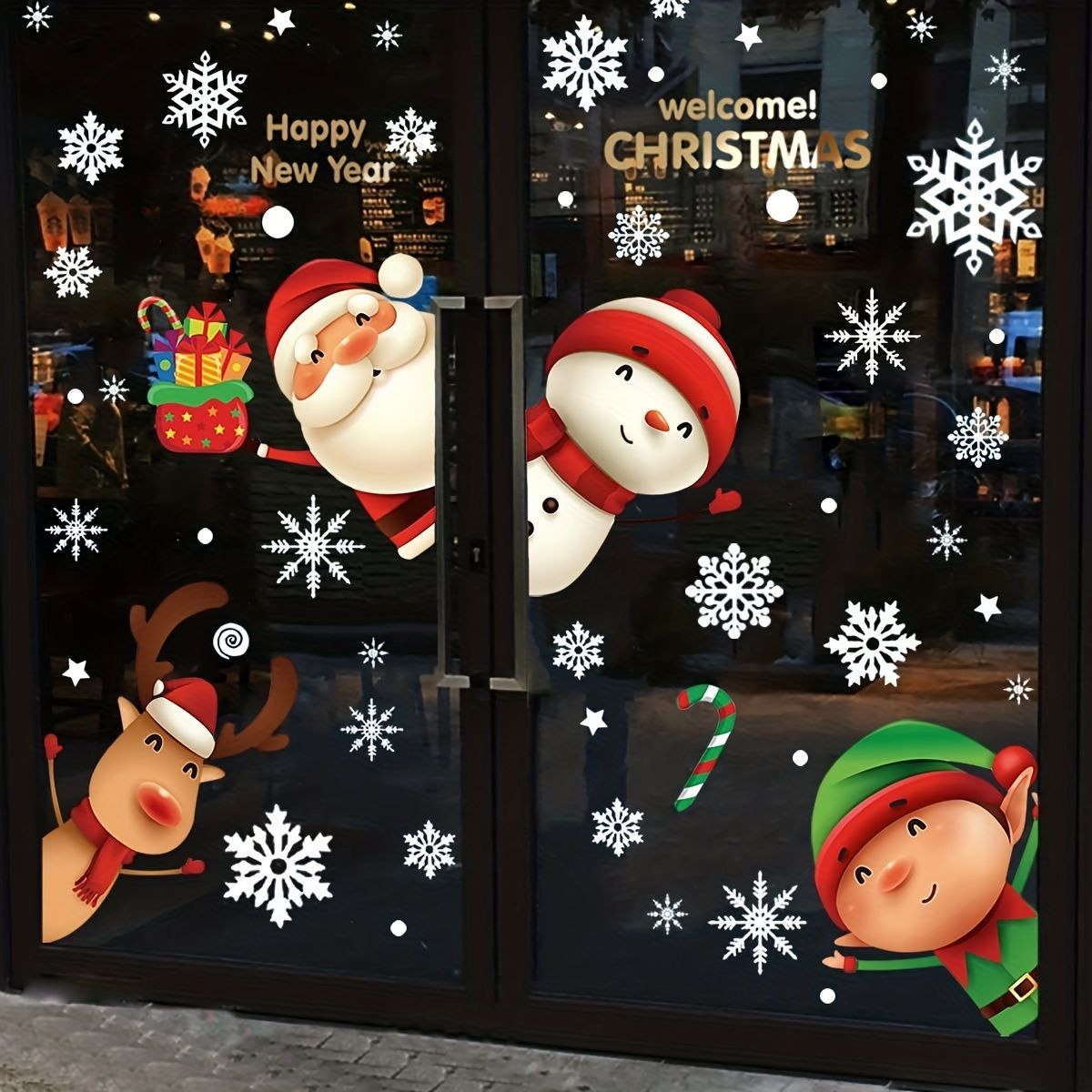Christmas Window Stickers Santa Stickers Reindeer Stickers Snowman Stickers - Multi-color - Size 01