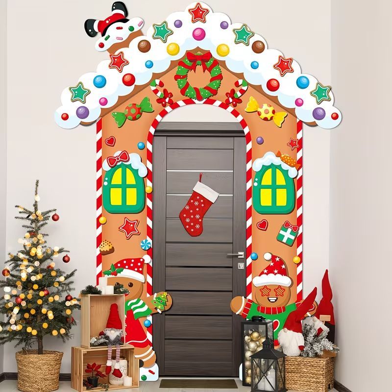 Christmas Decoration 2D Flat Banner Merry Christmas Archway Front Porch Decor - 01 - Size 180-235CM