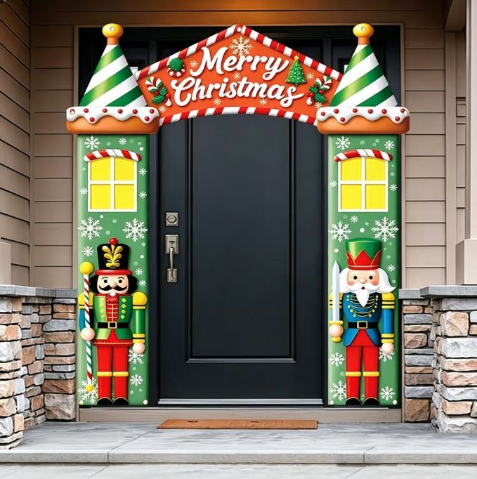 Christmas Decoration 2D Flat Banner Merry Christmas Archway Front Porch Decor - 02 - Size 180-200CM