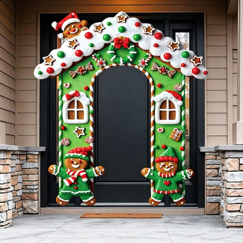 Christmas Decoration 2D Flat Banner Merry Christmas Archway Front Porch Decor - 03 - Size 180-235CM