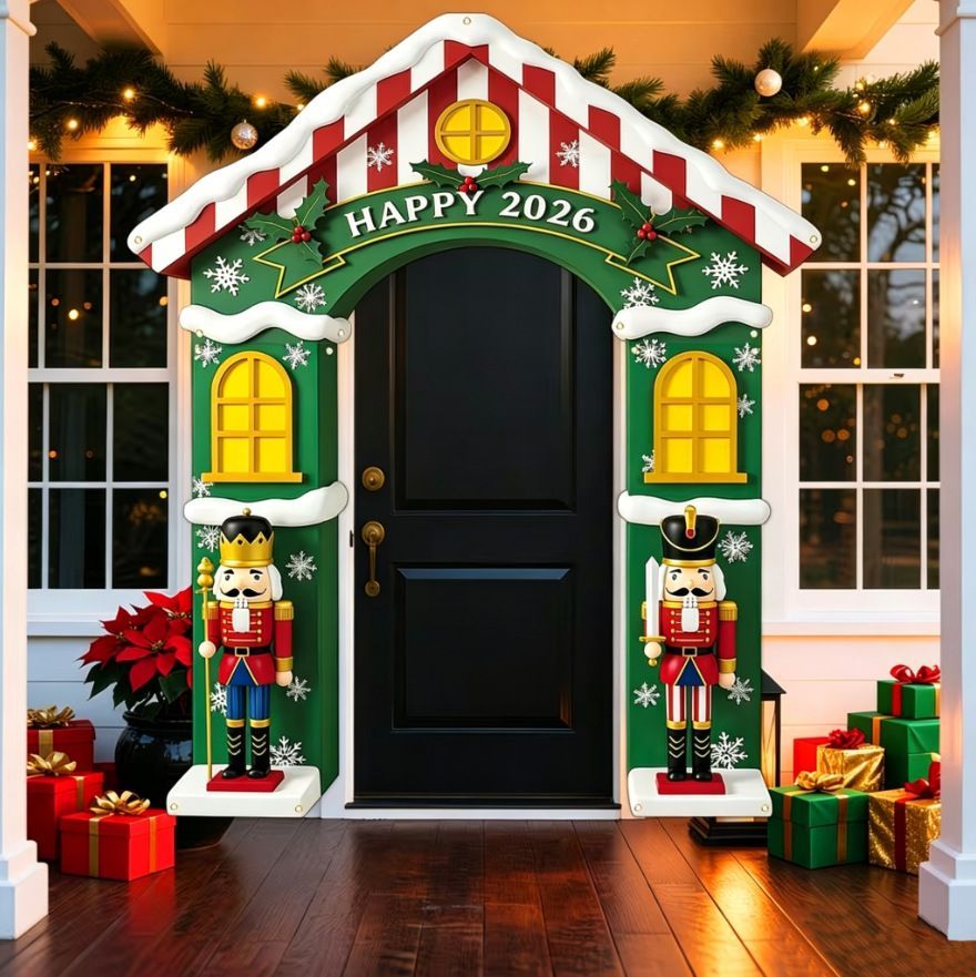 Christmas Decoration 2D Flat Banner Merry Christmas Archway Front Porch Decor - 05 - Size 180-200CM