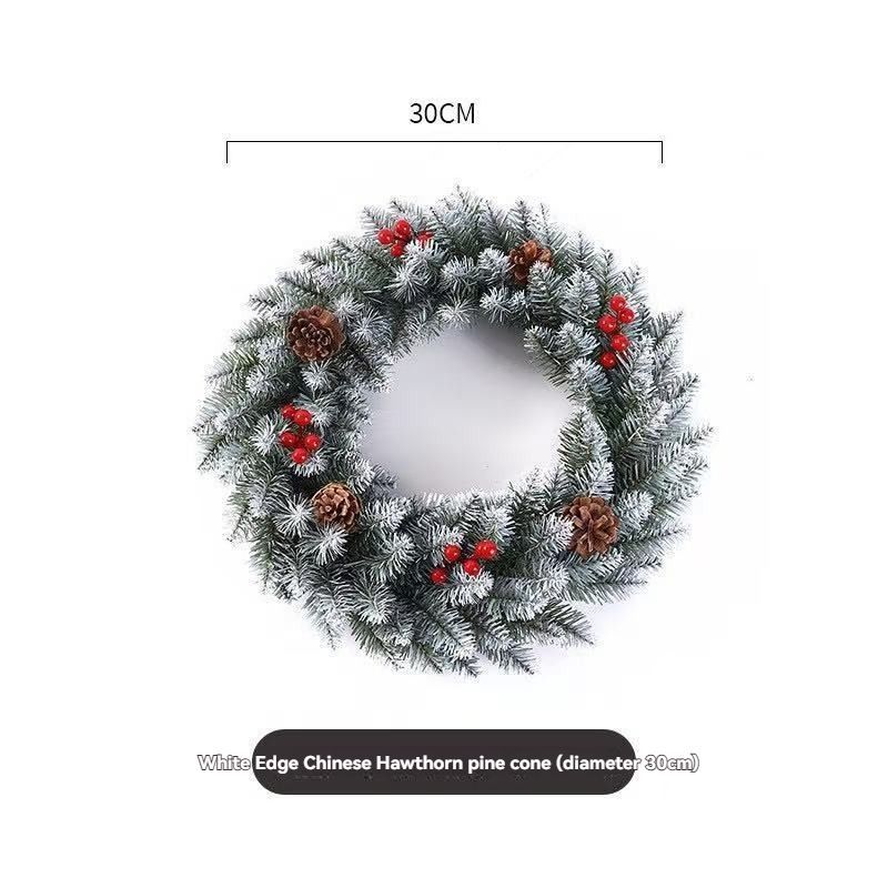 Christmas wreath, artificial wreath, red berries, pine cones, 30CM wreath, Christmas decoration, festive home decor, wreath for door, holiday centrepiece - White - Size 50CM