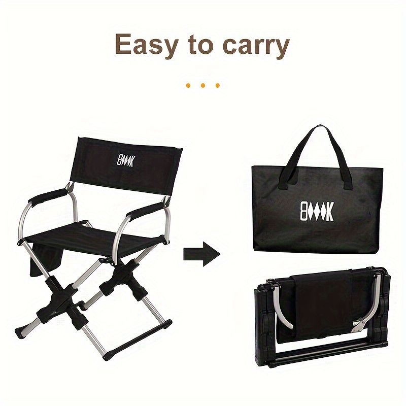 Folding camping chair, portable outdoor seat, camping furniture, lightweight folding chair, comes with carrying bag, Australian outdoor gear - black