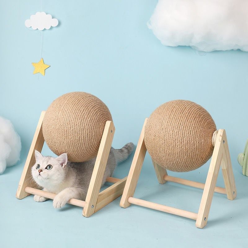 cat scratching post, vertical cat scratcher, debris-free cat post, cat self claw sharpener, cat exercise toy, durable cat scratching post, Australian cat accessories - Khaki - Size L