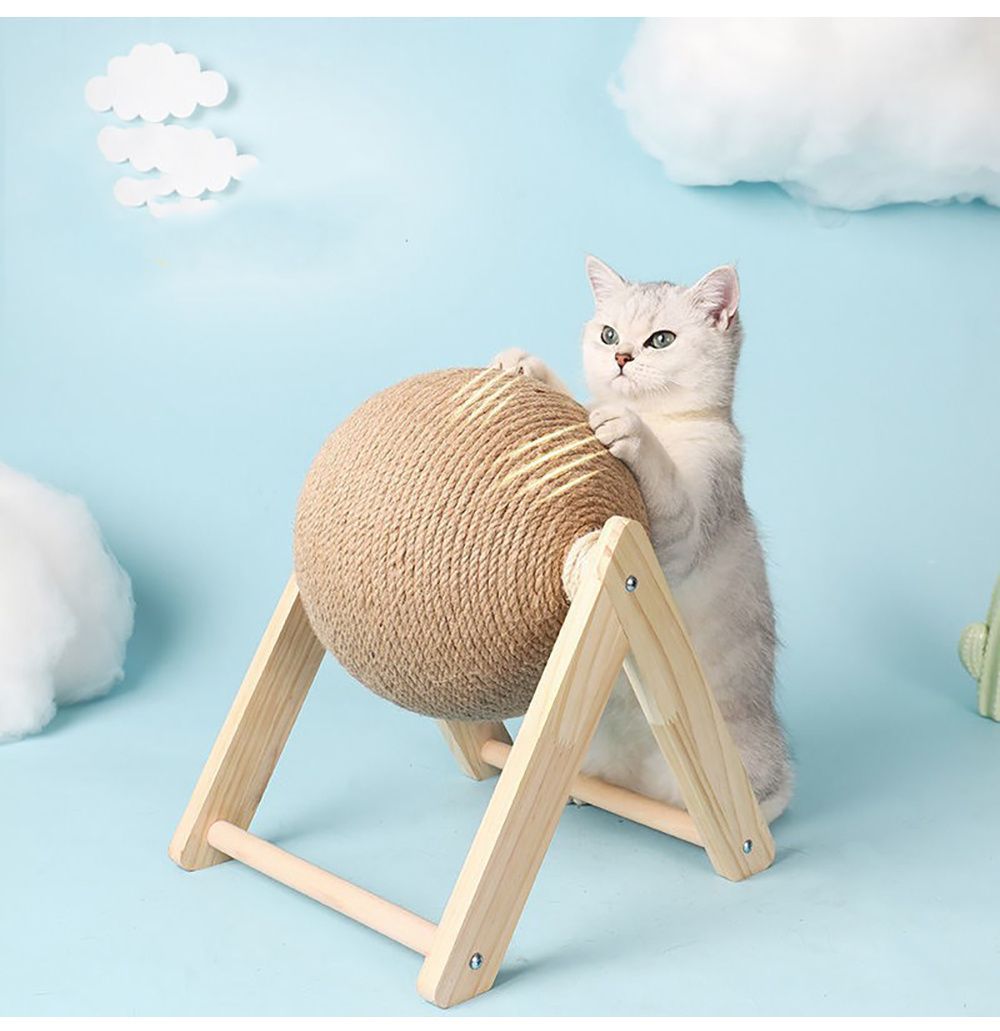 cat scratching post, vertical cat scratcher, debris-free cat post, cat self claw sharpener, cat exercise toy, durable cat scratching post, Australian cat accessories - Khaki - Size L