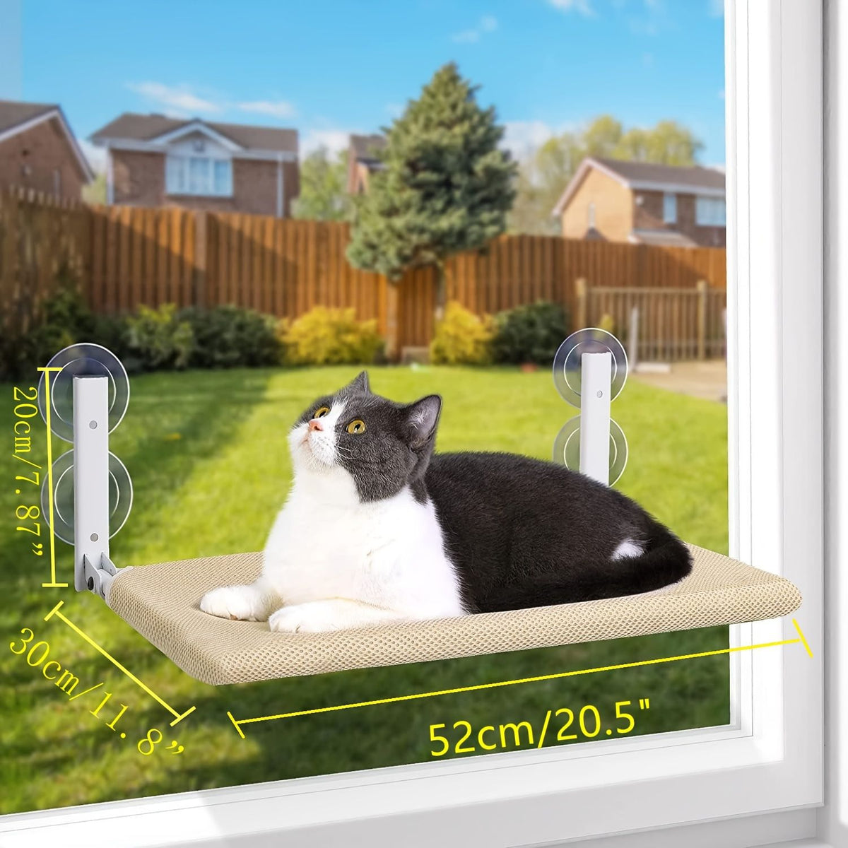 window-mounted cat hammock, cat window perch, cat hammock with suction cups, cat furniture Australia, foldable cat lounger, cat window bed, cat sunbathing hammock, cat window shelfx