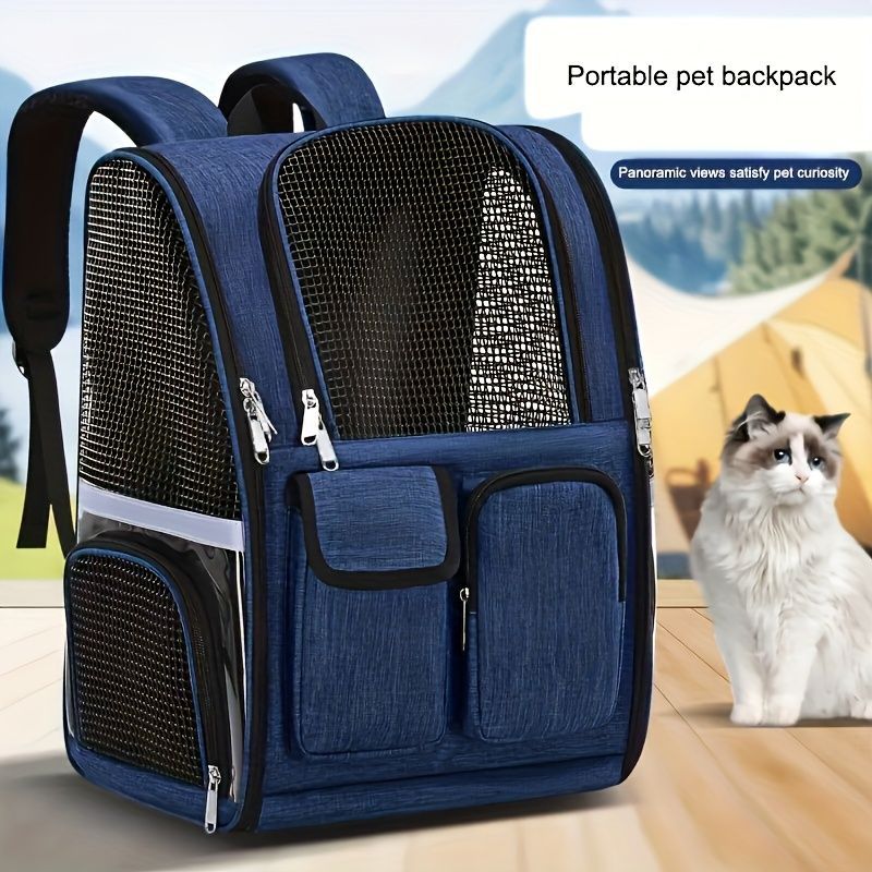 Dog Carrier Backpack Pet Transport Bag Travel Accessory For Dogs Dog Supplies - Blue - Size routine