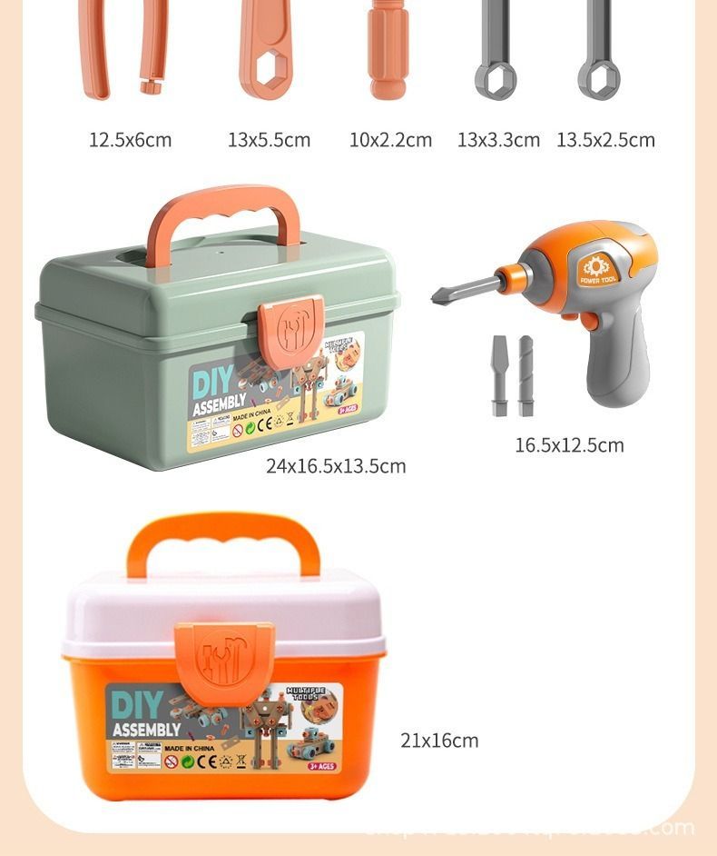 DIY assembly toy, wooden building set, electric drill toy for kids, educational construction toy, creative puzzle set, children's tool kit, Australian toy, hand-eye coordination toy - Multi - Size 147pcs
