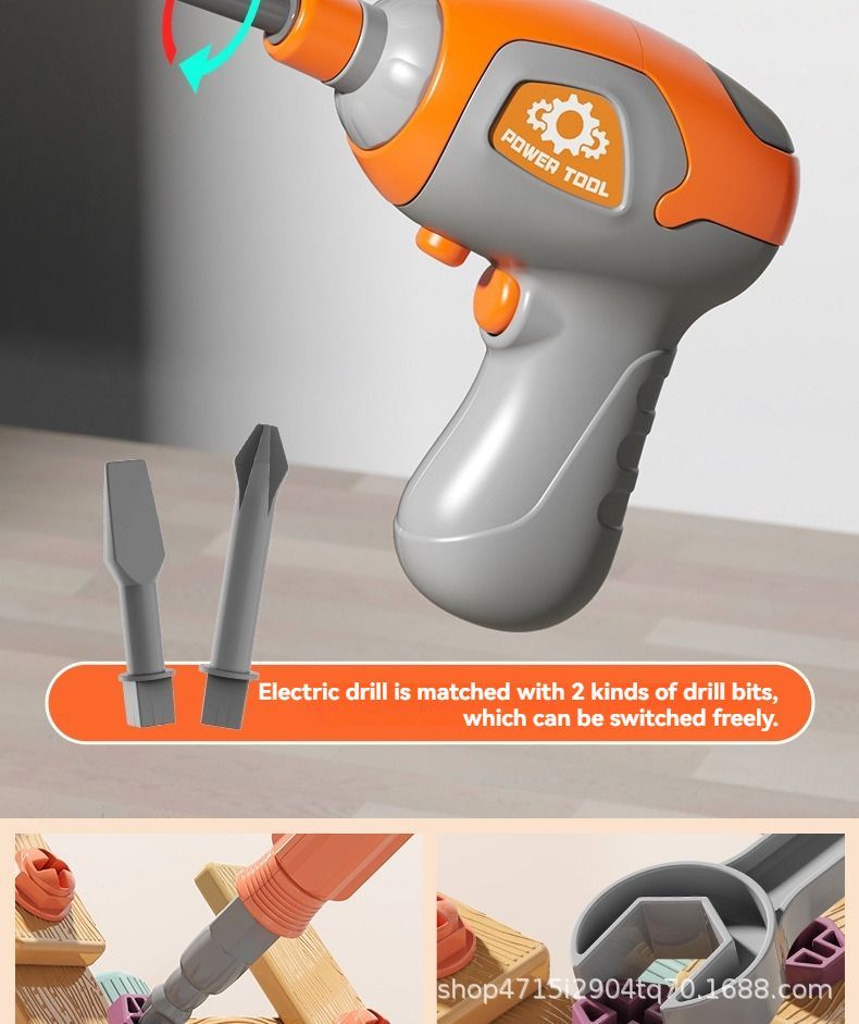 DIY assembly toy, wooden building set, electric drill toy for kids, educational construction toy, creative puzzle set, children's tool kit, Australian toy, hand-eye coordination toy - Multi - Size 147pcs