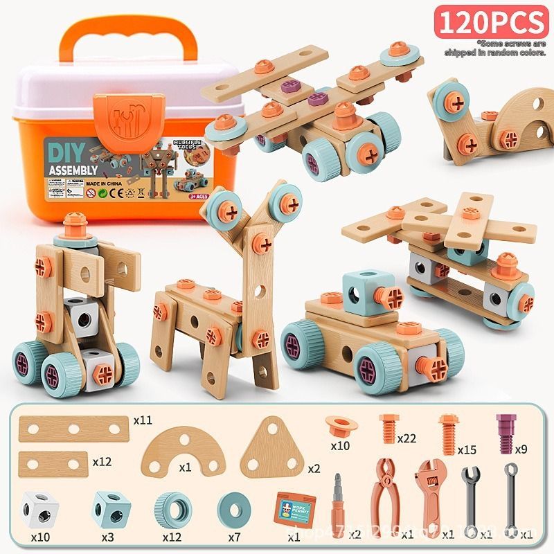 DIY assembly toy, wooden building set, electric drill toy for kids, educational construction toy, creative puzzle set, children's tool kit, Australian toy, hand-eye coordination toy - Multi - Size 147pcs