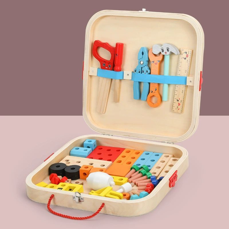 wooden toolbox, animal themed toy, building set, kids construction toy, fine motor skills, creative play, educational toy, birthday gift, Children's Day gift, Australian toy - Multi - Size 3