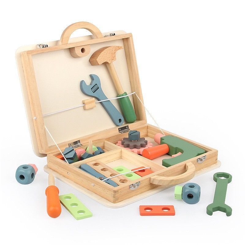 wooden toolbox, animal themed toy, building set, kids construction toy, fine motor skills, creative play, educational toy, birthday gift, Children's Day gift, Australian toy - Multi - Size 8