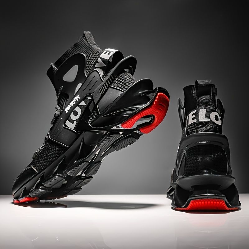 Men'S Casual Shoes Blade Style Shoes Breathable Sports Shoes Shock Absorbing - Black - Size 45
