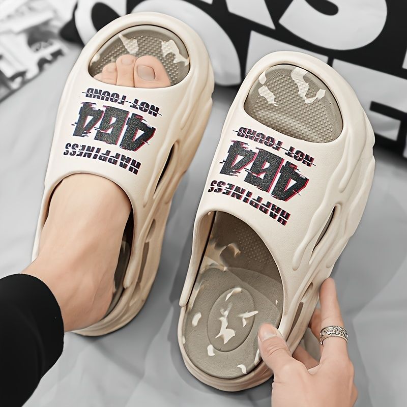 Men'S Slippers EVA Slippers Indoor Outdoor Slippers Beach Slippers Shower - Khaki - Size 37