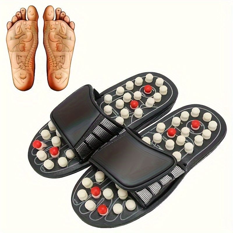Japanese Acupressure Slippers Rotating Massage Slippers Reflexology Slippers - Black - Size 40