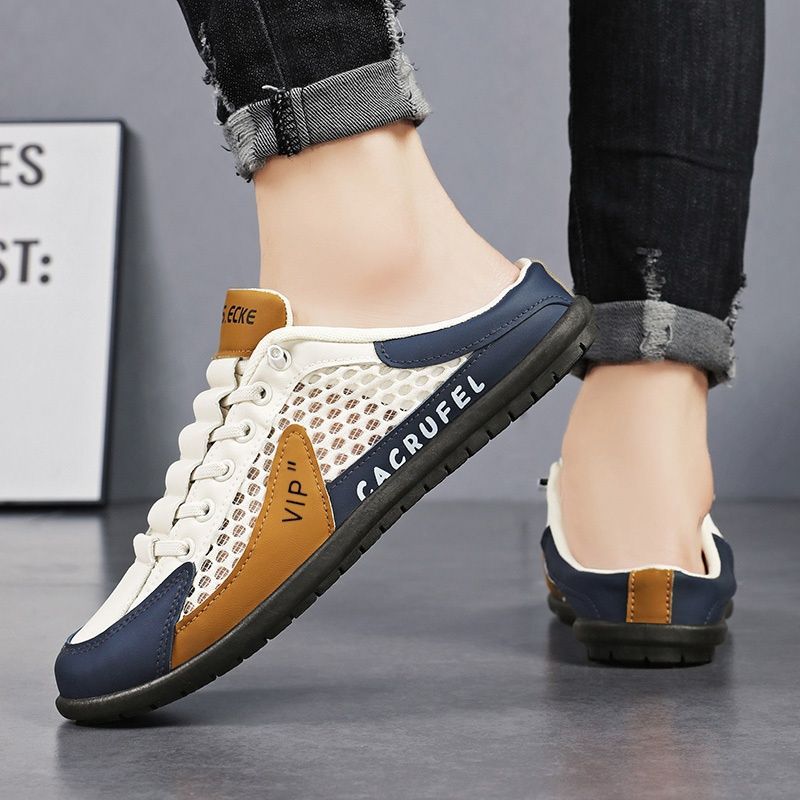 Men'S Casual Shoes Slip-On Shoes Semi-Slippers Anti-Slip Shoes Wear-Resistant - Beige - Size 40